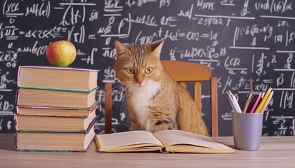 勉強をする子猫