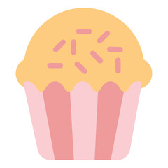 Cupcake Icon in Flat Style