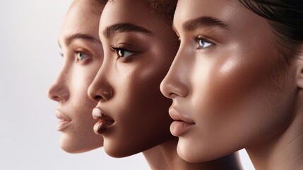 Smooth, clear skin without dark spots side view Technology for flawless skin  Advanced tone  Triadic Color Scheme