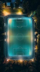 Birds eye view of a soccer / football court