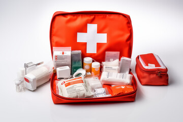 first aid kit isolated on white. generative AI