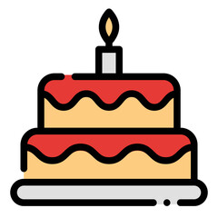 Cake Icon in Dashed Filled Line Style