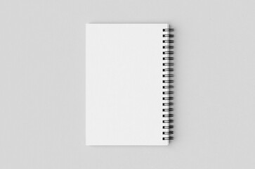 White spiral notebook mockup, backside.