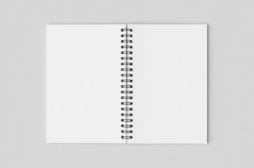 Blank inside of a white spiral notebook mockup.
