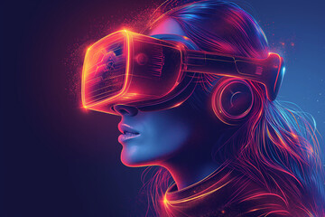 Fototapeta premium “Cybernetic Dreamscape: A Neon-Infused Virtual Reality Experience”