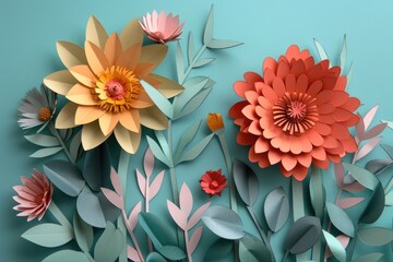 A beautiful image of paper flowers in full bloom. The colors are vibrant and the details are amazing.
