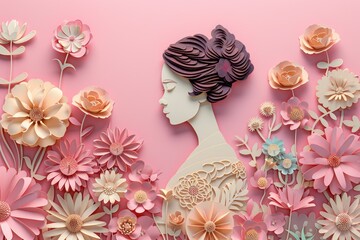 A beautiful woman with long, flowing hair aper cut style background