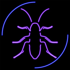 Obraz premium cockroach neon sign, modern glowing banner design, colorful modern design trend on black background. Vector illustration.