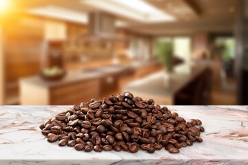 Many aroma roasted brown coffee beans