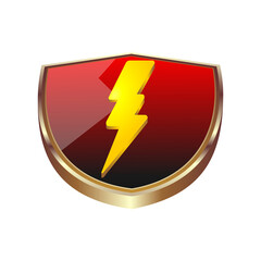 electricity icon 3d with shield