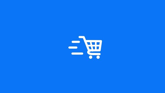 Hand trolley cart icon animation, market basket, shopping chart logo icon, Shopping bag.
