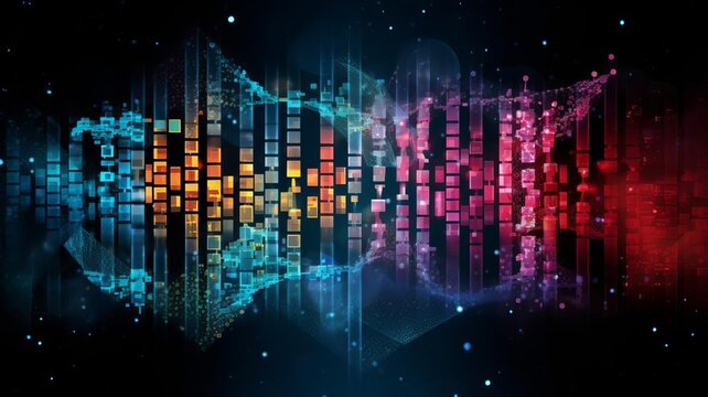 Create an image showing a DNA microarray with various DNA sequences being analyzed.