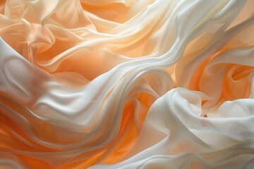Obraz premium Elegant White and Peach Silk Fabric Waves Abstract Art