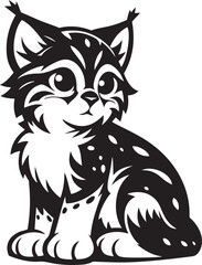 Cute baby Lynx silhouette vector illustration on white background.
