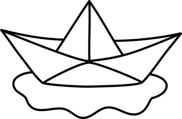 paper boat doodle lineart