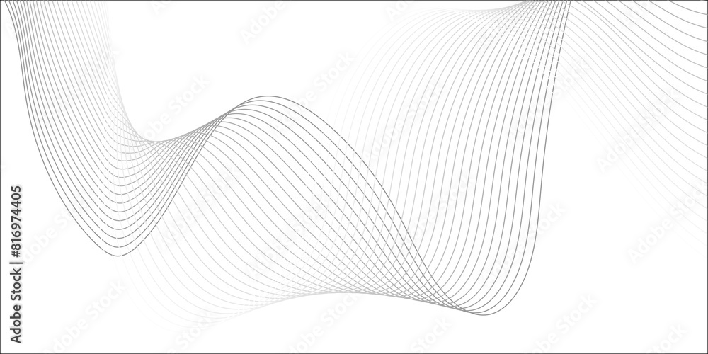 Aufkleber abstract grey wave lines on transparent background. technology, data science, geometric border patte