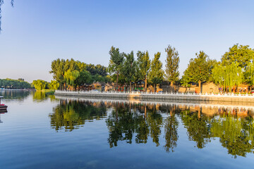 Fototapeta premium Summer landscape of Shichahai Park in Beijing