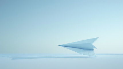 delicate paper plane soaring through a vast, empty space, representing the freedom and empowerment of mental health