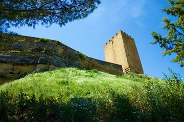 Fortified tower in Castillo village in Spain
