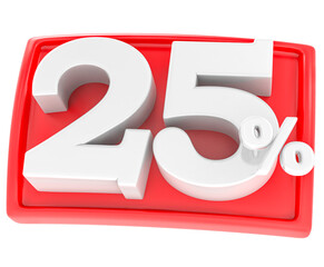 25 Percent Number 3D Render