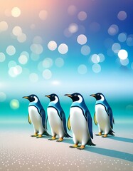Obraz premium 青空とペンギン