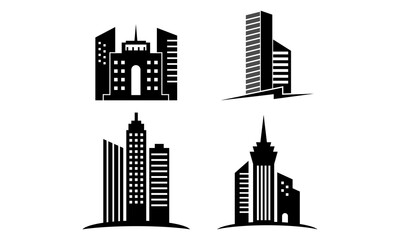 Obraz premium set skyscraper building logo vector