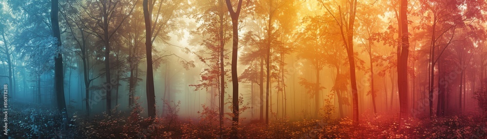 Poster a colorful forest with trees of different colors