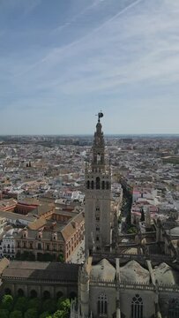 Seville Aerial Drone View of Historical Landmarks