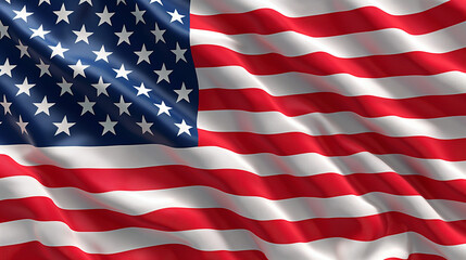 Obraz premium Close up of waving national USA flag isolated on white background. Memorial Day, 4th of July independence day, Old textile flag of USA as a patriotic background. Generative AI Illustrations.