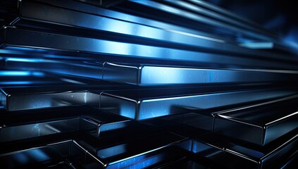 A modern image composed of blue squares arranged in a stacked formation, suggesting depth and dimension.