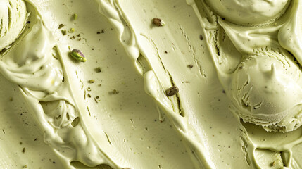 Delicious pistachio ice cream top view background