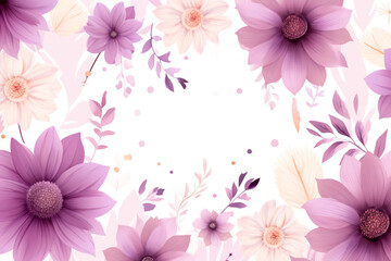 Fototapeta premium Minimal flat design of purple flowers over white background