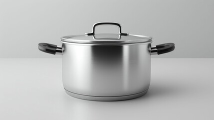 Stainless Steel Cooking Pot on White Background. Generative ai