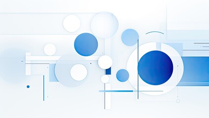 Obraz premium An abstract painting featuring blue and white hues, adorned with circles and squares