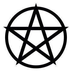 Pentacle symbol - vector illustration of simple five-pointed star in circle, isolated on white