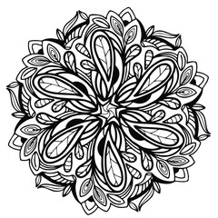 Mandala with plant elements, decorative element, mandala coloring. Mandala ornament. Vector element.