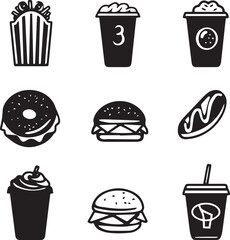 fast food icons silhouette