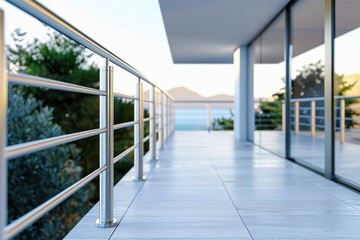 Obraz premium cozy balcony of a modern apartment balcony interior with aluminum railings