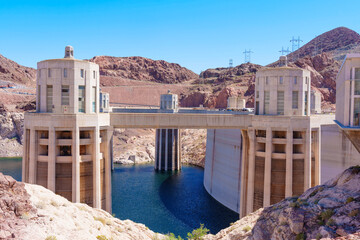 Water Intake Towers of the Hoover Dam in Daytime