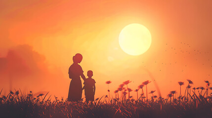 Fototapeta premium Mom and son. Image of love, family relationship