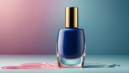 Trendy nail polish bottle isolated creative background, salon manicure advert, Generative AI
