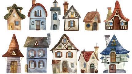 Naklejka premium Charming Storybook Style Architectural Designs in a Quaint European Village Landscape