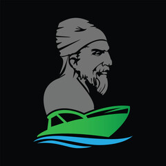 boat man logo design icon