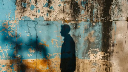 A person's shadow on a wall, cast in an unexpected and surprising shape.