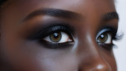 Fototapeta premium a woman with makeup on her face is looking at the camera.