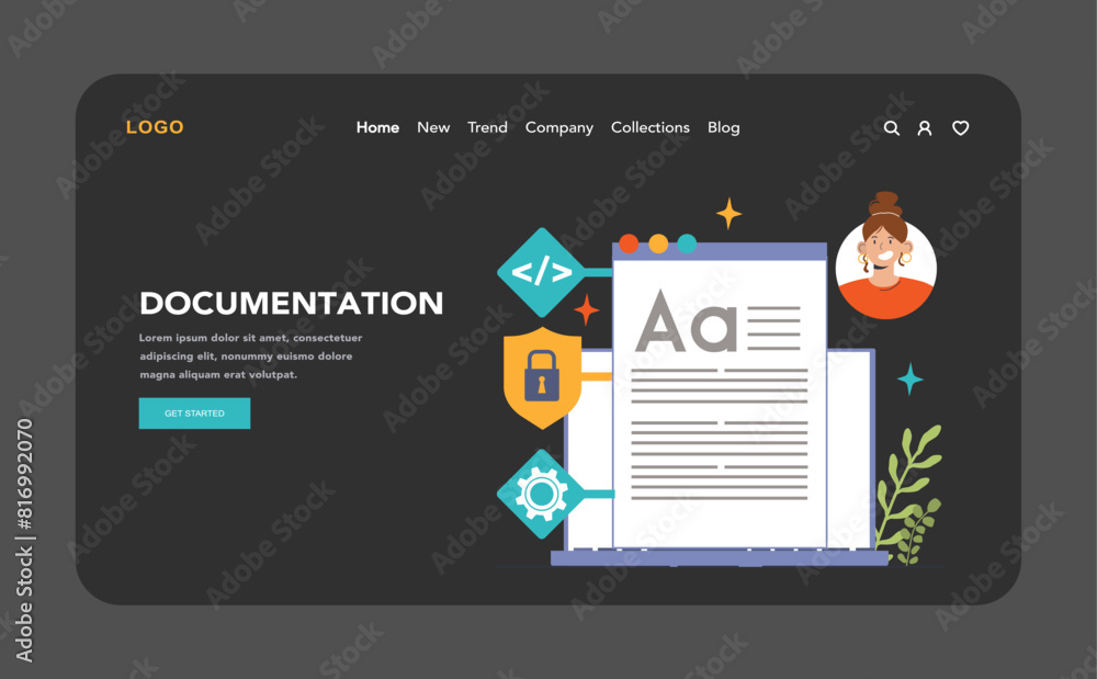 Poster open source web banner or landing page dark or night mode.
