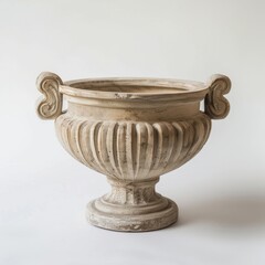 Roman cinerary urn from the Roman Empire era, isolated on a white background