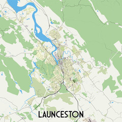 Launceston, Australia map poster art