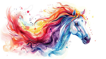watercolor art of textured colorful horse painting abstract background printing on fabric or paper, poster or wallpaper, house decoration