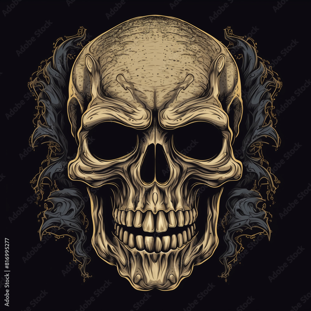 Wall mural colorful skull illustration for clothing design